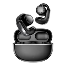 Black wireless earbuds with charging case on a white background/KY31 ear-hook bluetooth earbuds black color,KY31 bluetooth earbuds with digital display charging case