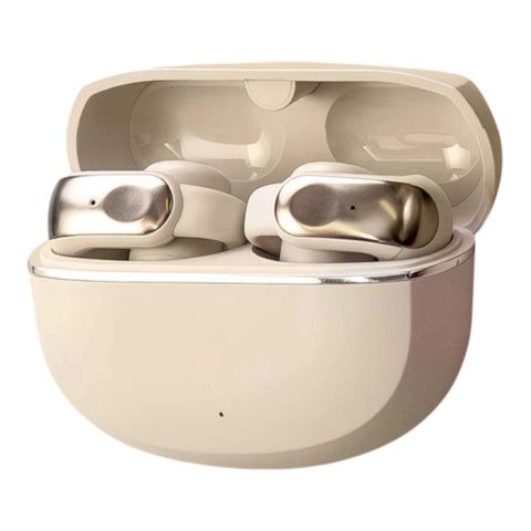 KY31 ear-hook bluetooth earbuds cream color,KY31 bluetooth earbuds with digital display charging case